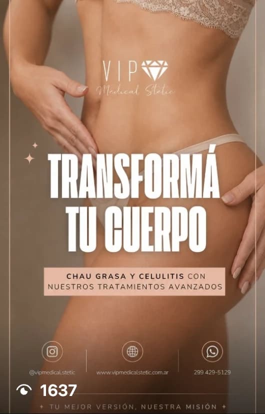 Portada del reel Transformá tu cuerpo de VIP Medical Stetic